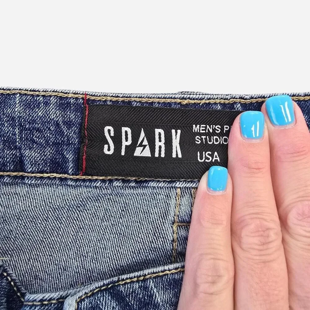 Spark Jeans Men's Prem Denim Studio Collection USA W34 L32 Blue Skinny Fit Jeans